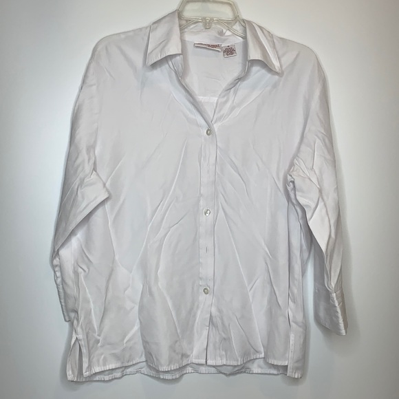 Joanna Plus Tops - Joanna Plus Button Down Top White 1X PLUS SIZE
